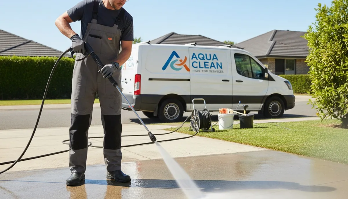 Newton, MA concrete pressure cleaning for driveways, patios, and walkways by Newton Paint Pros
