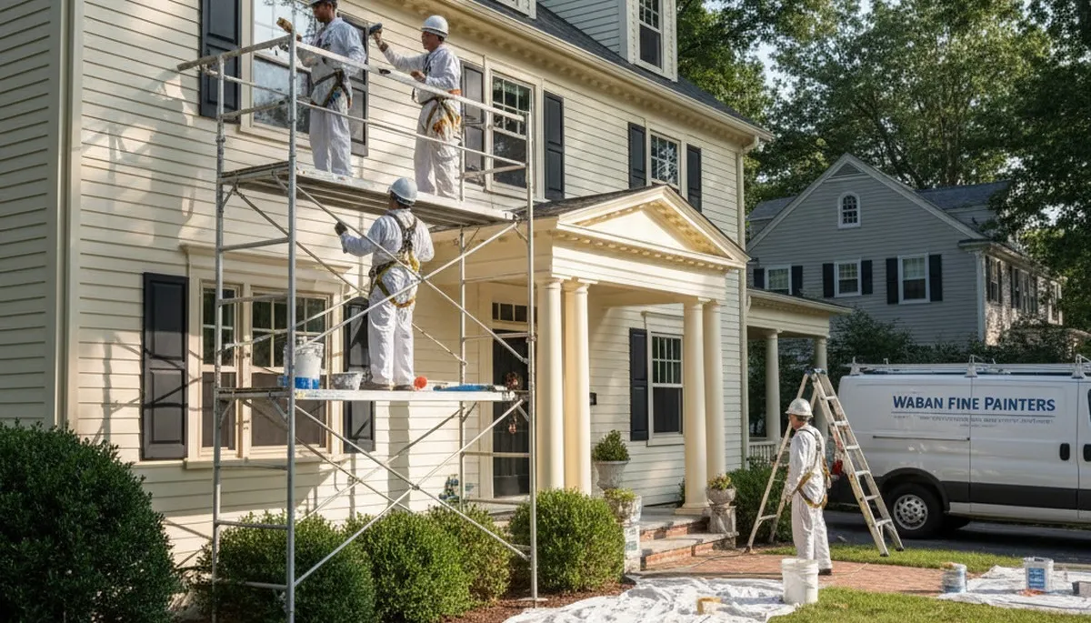 Painter crew providing interior and exterior painting services in Newton, MA